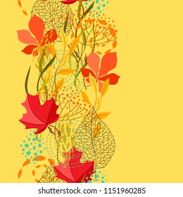Seamless pattern with falling leaves. Natural illustration of autumn foliage.