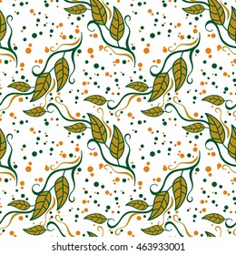 Seamless pattern with falling leaves. Vector clip art.