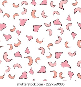 Seamless pattern falling rose petals, sakura. Confetti, cosmetics, beautiful floral background. Women's premium magic pattern.