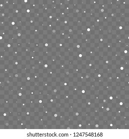 Seamless pattern falling snow on a transparent background. vector illustration. endless winter wallpaper