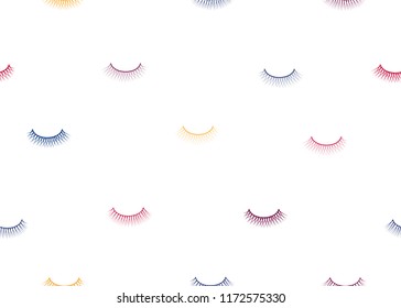 seamless pattern false eyelash. Background for the beauty salon. Decorative cosmetics and makeup. Closed eye.