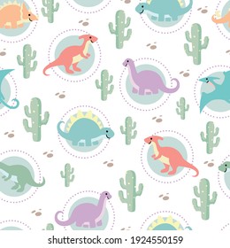 Seamless pattern familly of dino design for pastel background, wallpaper, clothing, wrapping, fabric