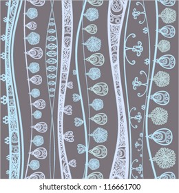 Seamless pattern with fanciful feminine ornament. Vector background.