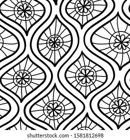 seamless pattern with fancy beautiful elements. coloring page. Christmas decoration. 