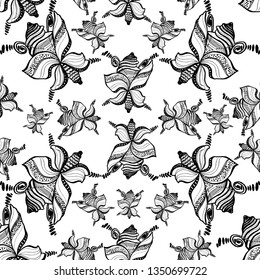 Seamless pattern fancy black and white floral border.  Floral pattern for wedding invitations, greeting cards, wallpapers, scrapbooking, print, gift wrap, manufacturing. Vector