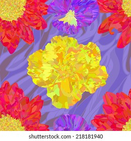 Seamless pattern with fancy bright flowers
