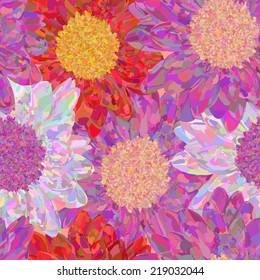 Seamless pattern with fancy bright flowers