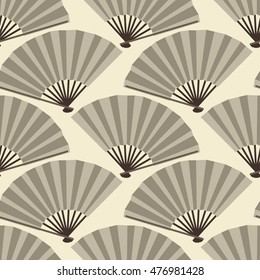 Seamless pattern with fans, Japanese fans