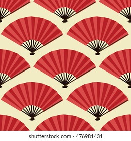 Seamless pattern with fans, Japanese fans