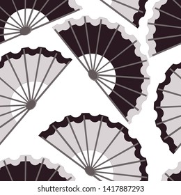 Seamless pattern of fans on a white background