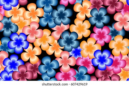 Seamless pattern. Fantastic flowers. Random order. Chaos of color.