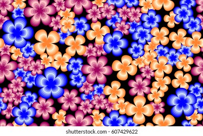 Seamless pattern. Fantastic flowers. Random order. Chaos of color.