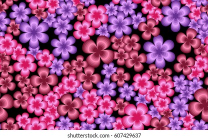 Seamless pattern. Fantastic flowers. Random order. Chaos of color.