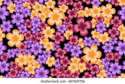 Seamless pattern. Fantastic flowers. Random order. Chaos of color.