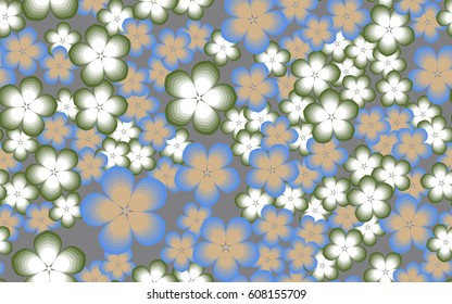 Seamless pattern. Fantastic flowers. Random order. 