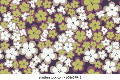 Seamless pattern. Fantastic flowers. Random order. 