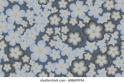 Seamless pattern. Fantastic flowers. Random order. 