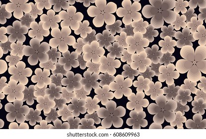 Seamless pattern. Fantastic flowers. Random order. 
