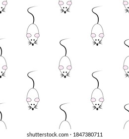 Seamless pattern with fantastic mice on a white background. Animals in a flat style. Cartoon mammals rodents.
Stock vector illustration for design, decor, fabric, wrapping paper, textile, wallpaper