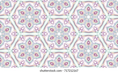 Seamless pattern. Fantastic snowflakes inscribed in delicate honeycomb.
