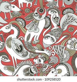 Seamless pattern with fantasy animals