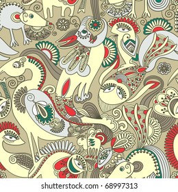 Seamless pattern with fantasy  animals