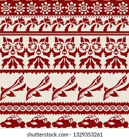 Seamless pattern with fantasy animals and a floral ornament