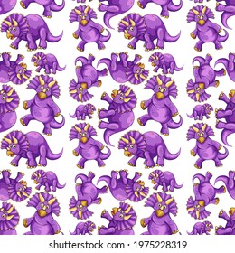 Seamless pattern with fantasy dinosaurs cartoon illustration