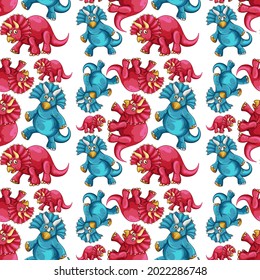 Seamless pattern with fantasy dinosaurs cartoon illustration