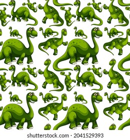 Seamless pattern with fantasy dinosaurs cartoon illustration