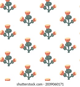 Seamless pattern with fantasy exotic plants.  Vector background. Perfect for printing on the fabric, design package and cover