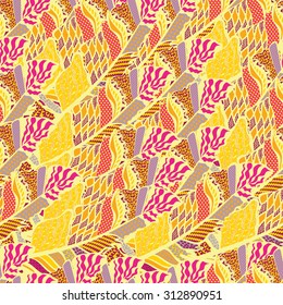 Seamless pattern with fantasy feather
