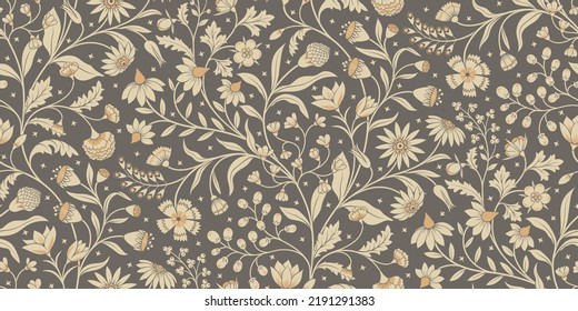 Seamless pattern with fantasy flowers.