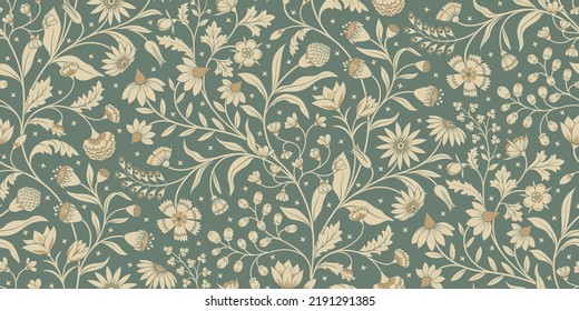 Seamless pattern with fantasy flowers.