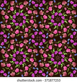 seamless pattern of fantasy flowers