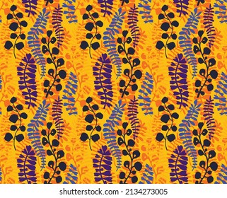 Seamless pattern with fantasy flowers, ethnic rotary repeat fabric and tile design, natural wallpaper, floral decoration curl illustration. Paisley print hand drawn elements.Ukrainian pattern