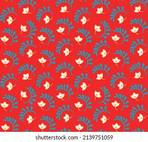 Patrón inmaculado con flores de fantasía, tela repetida étnica y diseño de baldosas, tapicería natural, decoración floral de dibujos curlos. Paisley imprime elementos dibujados a mano. Patrón ucraniano