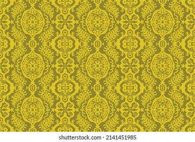 Seamless pattern with fantasy flowers, ethnic rotary repeat fabric and tile design, natural wallpaper, floral decoration curl illustration. Paisley print hand drawn elements.Ukrainian pattern