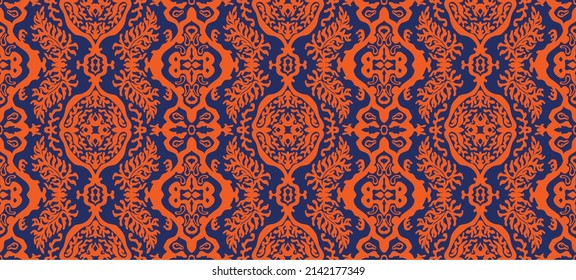 Nahtloses Muster mit Fantasy-Blumen, ethnisch rotierendem, mehrfarbigem Gewebe und Fliesendesign, natürlichen Tapeten, Blumendekoration, kurvenreiche Illustration. Paisley drucken handgezeichnete Elemente. Die Innendekoration.