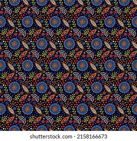 Nahtloses Muster mit Fantasy-Blumen, ethnisch rotierendem, mehrfarbigem Gewebe und Fliesendesign, natürlichen Tapeten, Blumendekoration, kurvenreiche Illustration. Paisley Print handgezeichnet Elemente.Ukrainisches Muster