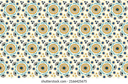 Seamless pattern with fantasy flowers, ethnic rotary repeat fabric and tile design, natural wallpaper, floral decoration curl illustration. Paisley print hand drawn elements.Ukrainian pattern