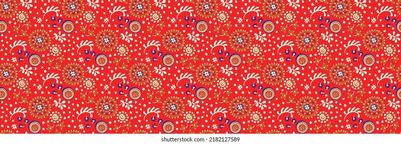 Seamless pattern with fantasy flowers, ethnic rotary repeat fabric and tile design, natural wallpaper, floral decoration curl illustration. Paisley print hand drawn elements.Ukrainian pattern