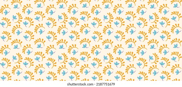Seamless pattern with fantasy flowers, ethnic rotary repeat fabric and tile design, natural wallpaper, floral decoration curl illustration. Paisley print hand drawn elements.Ukrainian pattern