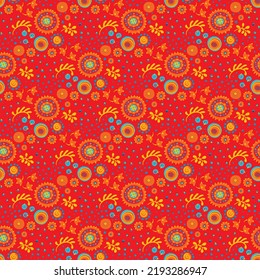 Seamless pattern with fantasy flowers, ethnic rotary repeat fabric and tile design, natural wallpaper, floral decoration curl illustration. Paisley print hand drawn elements.Ukrainian pattern