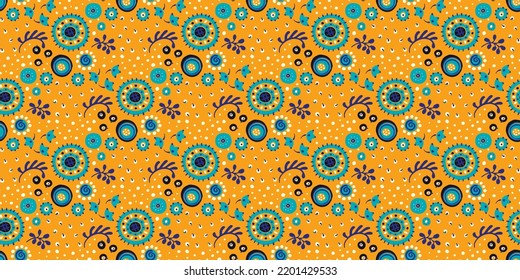Seamless pattern with fantasy flowers, ethnic rotary repeat fabric and tile design, natural wallpaper, floral decoration curl illustration. Paisley print hand drawn elements.Ukrainian pattern