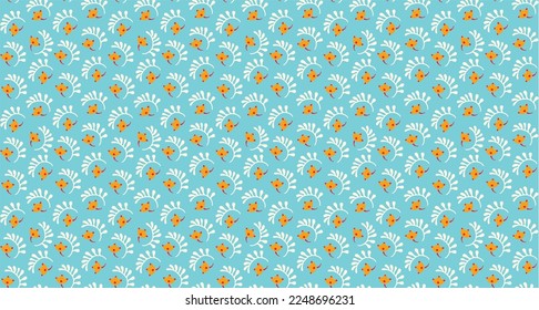 Seamless pattern with fantasy flowers, ethnic rotary repeat fabric and tile design, natural wallpaper, floral decoration curl illustration. Paisley print hand drawn elements.Ukrainian pattern