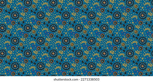Seamless pattern with fantasy flowers, ethnic rotary repeat fabric and tile design, natural wallpaper, floral decoration curl illustration. Paisley print hand drawn elements.Ukrainian pattern