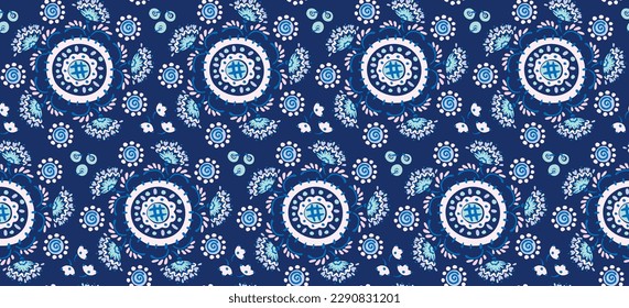 Patrón inmaculado con flores de fantasía, tela repetida étnica y diseño de baldosas, tapicería natural, decoración floral de dibujos curlos. Paisley imprime elementos dibujados a mano. Patrón ucraniano