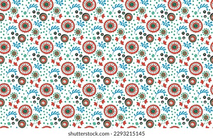 Seamless pattern with fantasy flowers, ethnic rotary repeat fabric and tile design, natural wallpaper, floral decoration curl illustration. Paisley print hand drawn elements.Ukrainian pattern