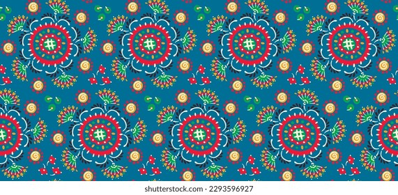 Seamless pattern with fantasy flowers, ethnic rotary repeat fabric and tile design, natural wallpaper, floral decoration curl illustration. Paisley print hand drawn elements.Ukrainian pattern